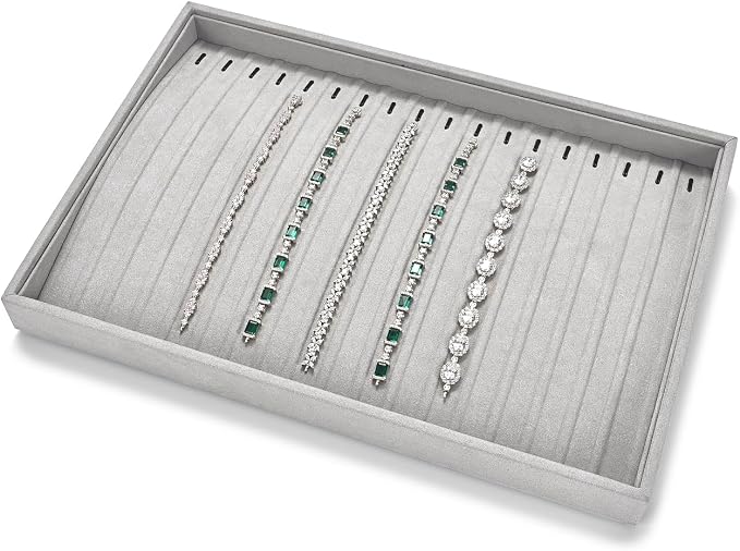 18Slots Necklace Braclet Tray Velvet Jewelry Trays Microfiber Jewelry Drawer - Image 2