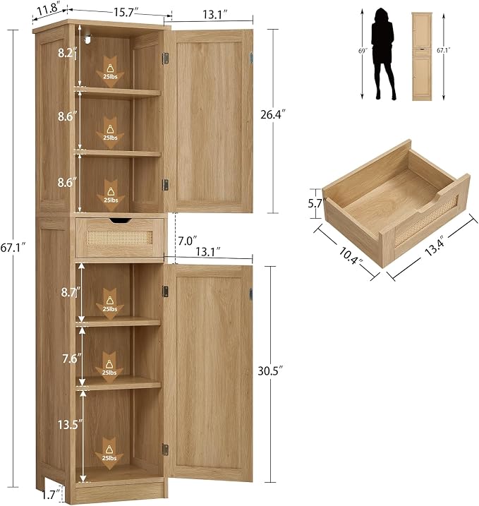 Iwell Tall Narrow Storage Cabinet - Image 3