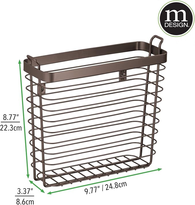 mDesign Metal Wire Farmhouse Wall Mount Magazine Holder, Home Storage Organizer - Image 7