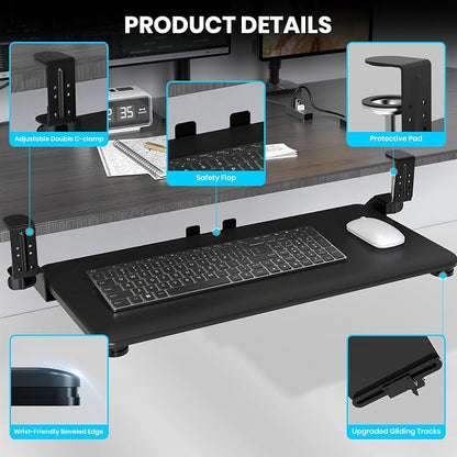 Keyboard Tray Under Desk, Pull Out Keyboard & Mouse Tray - Image 8