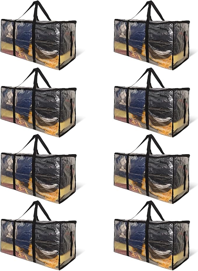 CONGREGATE 8 Pack Heavy Duty Semi-Transparent Extra Large Moving Bags, - Image 2