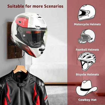 Wooden Motorcycle Helmet Holder, Wall Mount Helmet Rack - Image 5