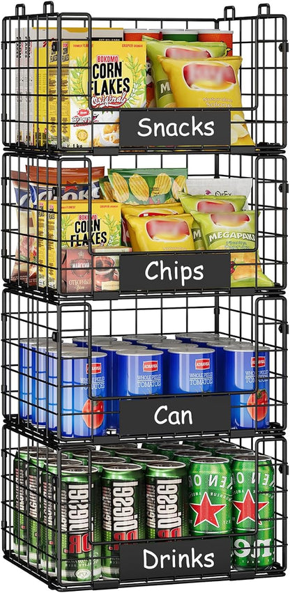 JKsmart 4 Pack XL Stackable Wire Baskets, Pantry Organizers and Storage | - Image 8