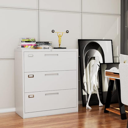 Lateral File Cabinet with Lock, 3 Drawer Large Metal Filing Cabinet, Home - Image 2