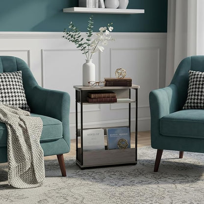 Vintage Narrow Side Table with Storage Shelf, 3 Tier Slim End Table Modern Sofa - Image 5