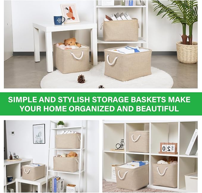 Bidtakay Large Storage Baskets for Shelves 3 Pack Fabric Storage Bins for - Image 9
