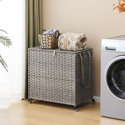 Laundry Hamper with Wheels, 39.6 Gallon Rolling Laundry Basket with Lid - Image 2