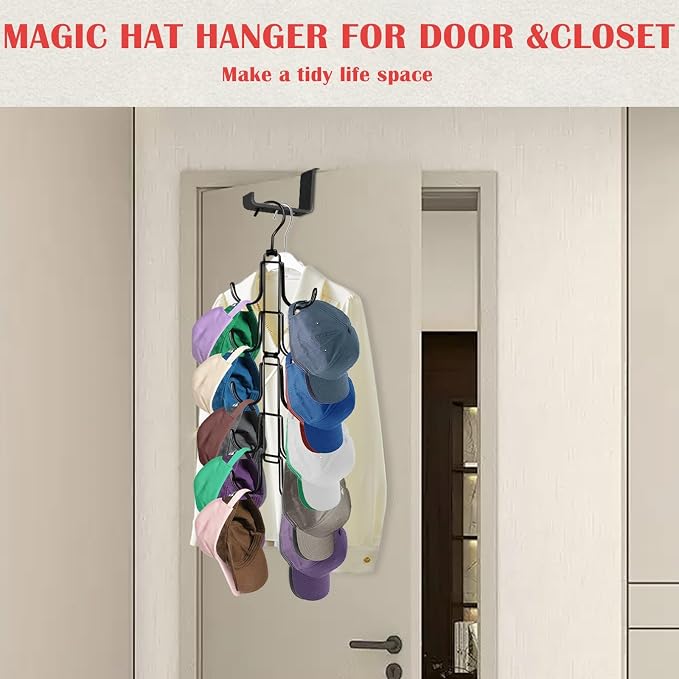Hat Rack for Door, Collapsible Over The Door Hat Organizer - Image 7