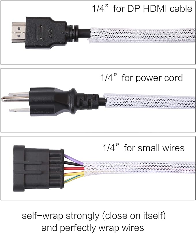 Alex Tech 10ft - 1/4 inch Cord Protector Wire Loom Tubing Cable Sleeve Split - Image 3
