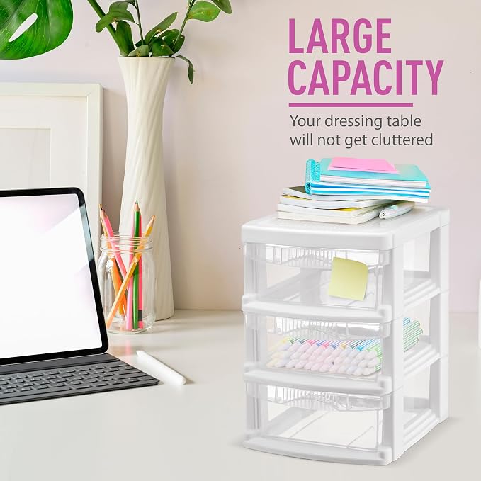 Tribello 3 Drawer Plastic Storage, Mini Drawer Unit - Image 5