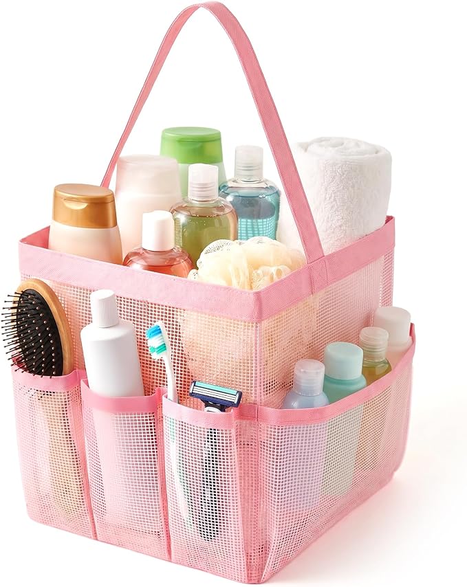 Mesh Shower Caddy, 9 Pocket Large Capacity Beach Tote Bag by iRFKCIOW
