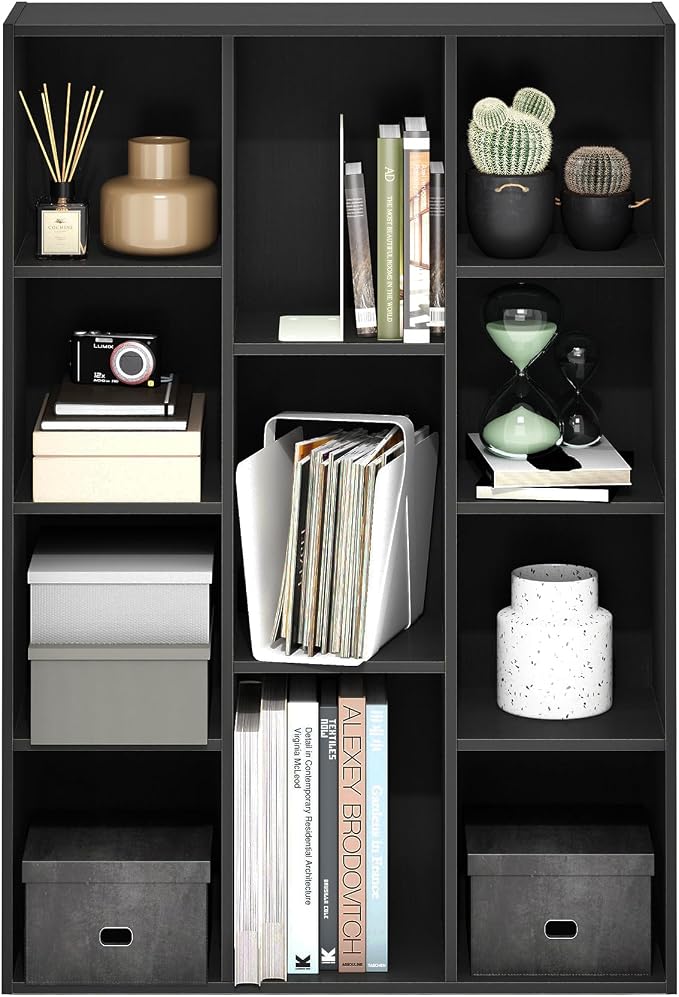 Furinno LUDER Book Shelf, 11-Cube Bookshelf, Reversible Bookcase, 9.4 x 29.1 x - Image 4