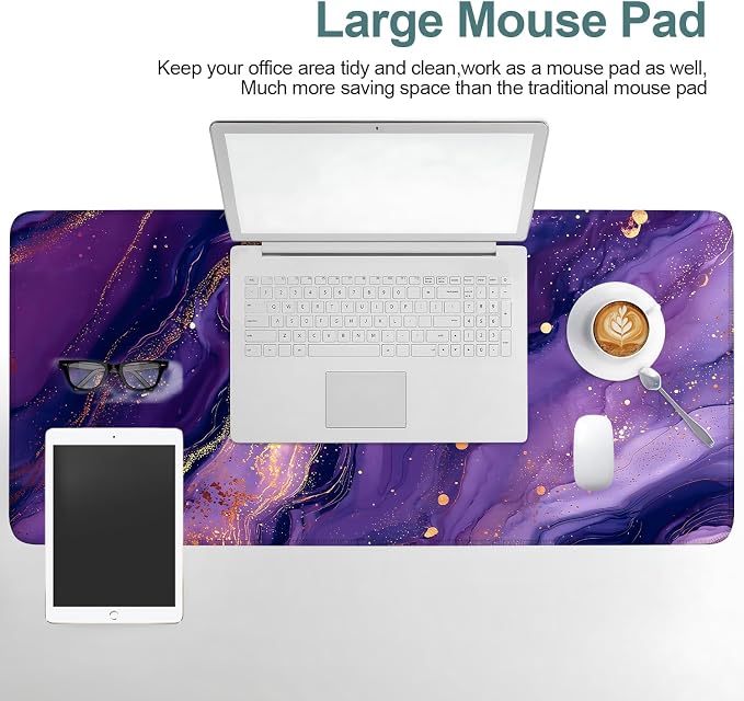 Purple Gaming Mouse Pad 35.4"x15.7"Desk Mat Anti-Slip Rubber Base & Durable - Image 6