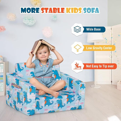 COSTWAY Kids Sofa, 2-in-1 Convertible Sofa to Lounger - Image 9