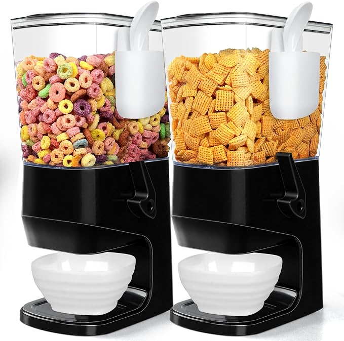 Cereal Dispenser Countertop Wath Bowls and Spoons Cereal Containers Storage by Mivvosakuki