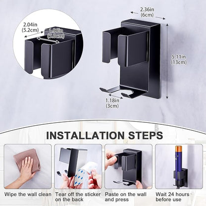 Hair Straightener Holder Wall Mounted Blow Dryer Holder, Blow Dryer and Curling - Image 9