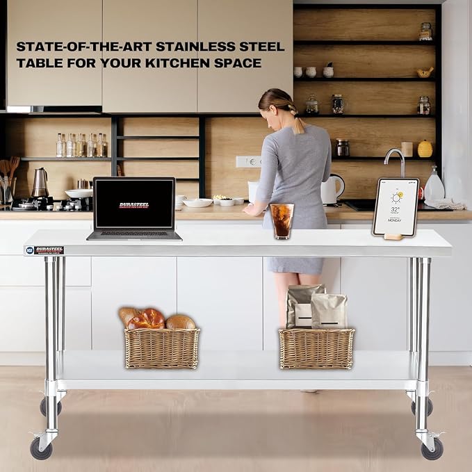 DuraSteel 30x72 NSF Stainless Steel Cart Work Table - Image 7