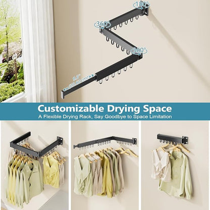 JAUREE Clothes Drying Rack Wall Mounted, Space-Saving Drying Rack Clothing - Image 5