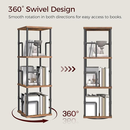 MAHANCRIS 3-Tier Rotating Bookshelf, Freestanding Corner Bookshelf, 360° - Image 4