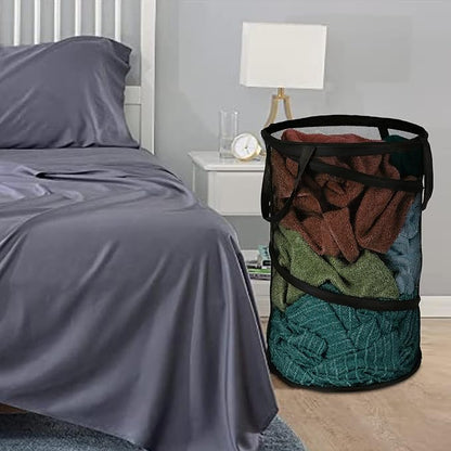 BATTOO Black X-Large Collapsible Laundry Basket Foldable Mesh Pop Up Hamper - Image 6