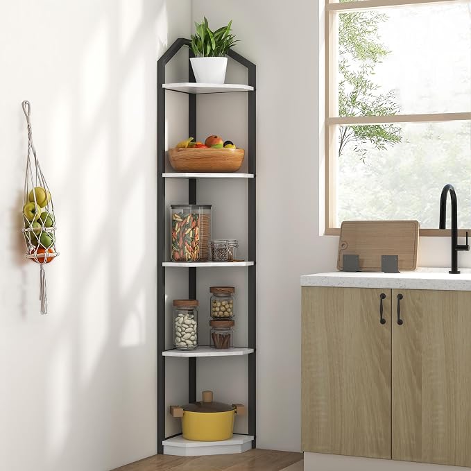 Fun Memories 5 Tier Corner Shelf, 70” Corner Shelf Stand, Corner Bookshelf - Image 5
