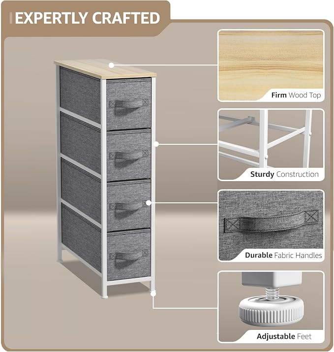 Sorbus Narrow Dresser with 4 Drawers - Image 4