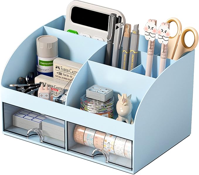 COMFYROOM Desk Organizer with 6 Compartments and 2 Drawers, Plastic Makeup by COMFYROOM