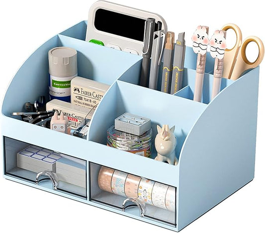 COMFYROOM Desk Organizer with 6 Compartments and 2 Drawers, Plastic Makeup by COMFYROOM