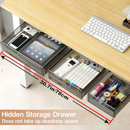 Under Desk Table Drawer Storage Organizer, 3 Pack Large & Medium & Small Slide - Image 4