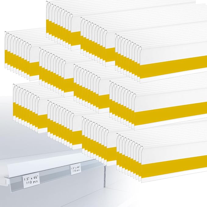 110 Pcs Shelf Label Strips, 1.5" H x 48" L Shelf Label Holders, Self Adhesive by Nalwort