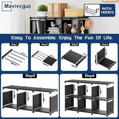 Mavivegue Bookshelf, 15 Cube Storage Organizer, Book Shelf Organizer, Tall - Image 7