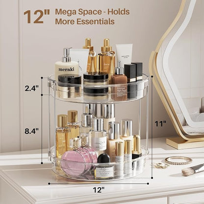 LAMU 2 Pack 2 Tier Lazy Susan Turntable Organizer 12inch Rotating Spice Rack - Image 3