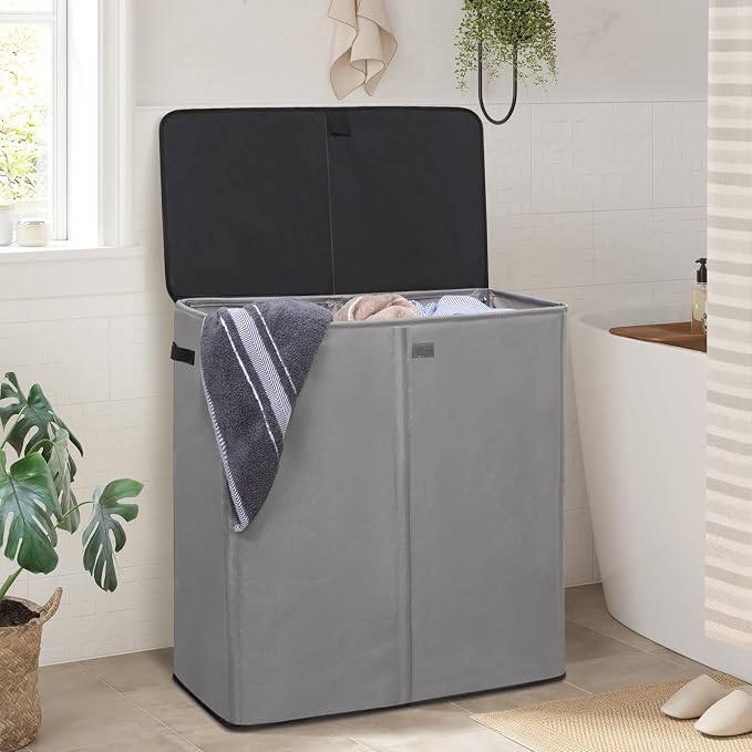 WOWLIVE Laundry Hamper with Lid, 160L Large Laundry Basket 3 Section with - Image 3