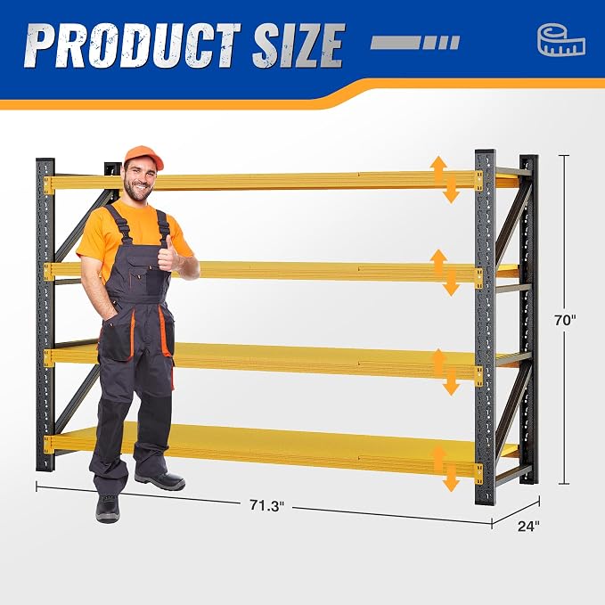 BYNSOE 71" W Storage Shelves 5000lbs Garage Metal Shelving Heavy Duty Garage - Image 2