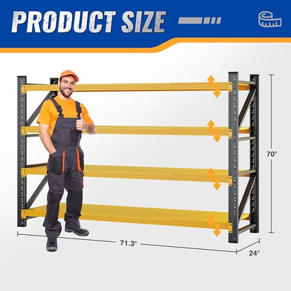BYNSOE 71" W Storage Shelves 5000lbs Garage Metal Shelving Heavy Duty Garage - Image 2