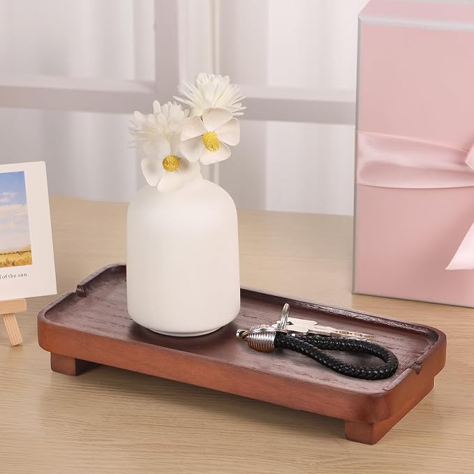 Wood Riser Small Decorative Tray Sink Soap Dish, Vanity Tray Pedestal Stand 10 - Image 8