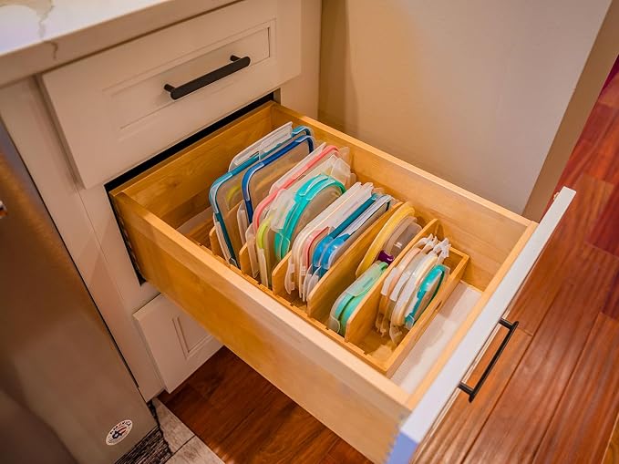 Extra Large Bamboo Food Container Lid Organizer - Image 6