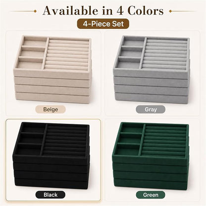 4 Pack Stackable Jewelry Organizer Tray Set - Image 7