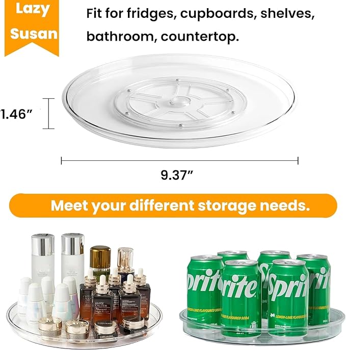 vacane 9 Inch Lazy Susan Organizer Non-Skid, Plastic Lazy Susan Turntable - Image 2