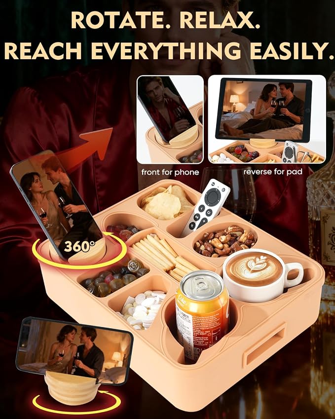 Couch Cup Holder Tray Dual Cup Silicone Organizer – Waterproof Anti-Slip Snack - Image 3
