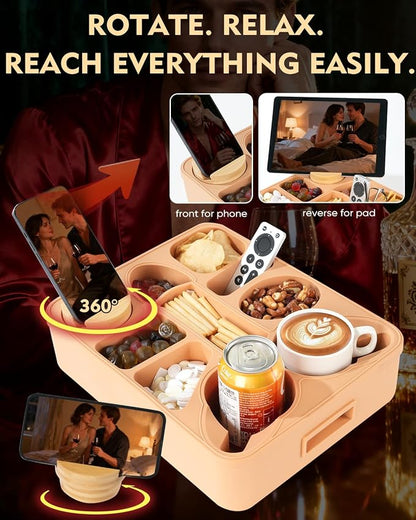 Couch Cup Holder Tray Dual Cup Silicone Organizer – Waterproof Anti-Slip Snack - Image 3