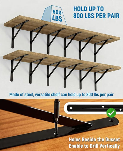 4-Pack 14 Inch Heavy Duty Shelf Brackets, Large Floating Wall Bracket - Image 4
