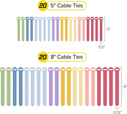 Self-Gripping Cable Ties by Wrap-It Storage, 40 Pack – Reusable Hook and Loop - Image 4