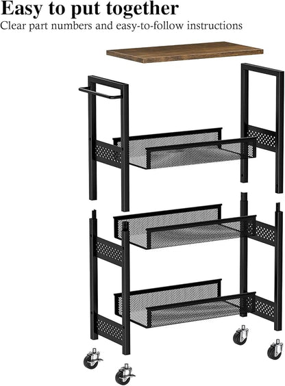 Utility Slim Storage Cart, 4-Tier Narrow Bathroom Organizer and Storage Cart - Image 8