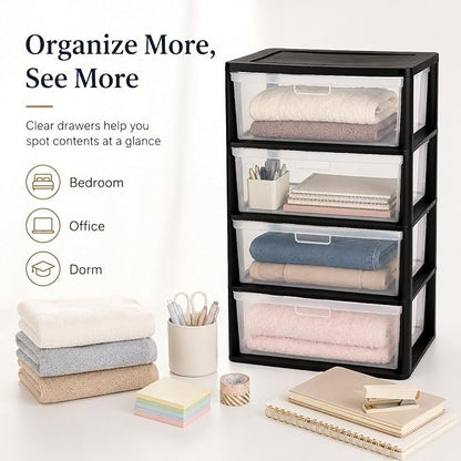 4 Drawer Storage Tower, Wide Plastic Floor Organizer - Image 9