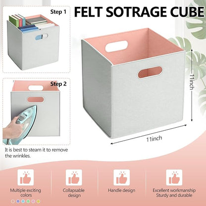 6 Pcs 11 Inch Colorful Felt Storage Cubes - Image 3