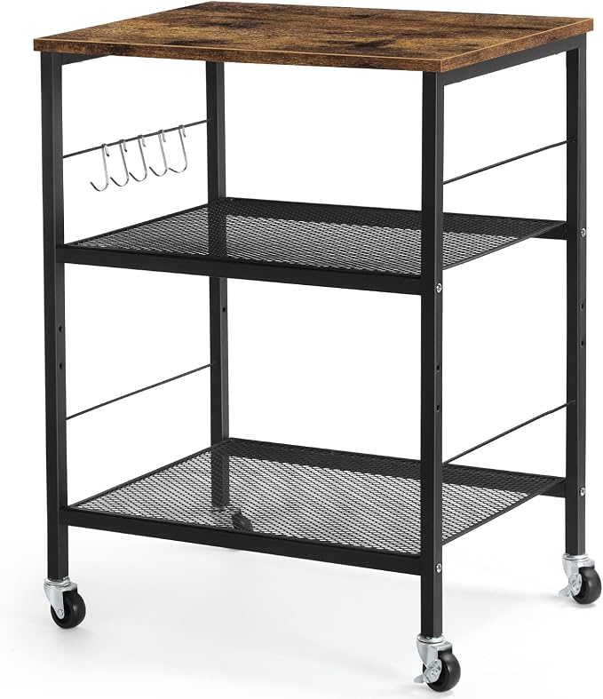 LIANTRAL Rolling Cart, 3-Tier Utility Microwave Bar Coffee Cart Kitchen Storage by LIANTRAL