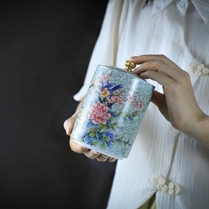 Enamel Ceramic Tea Caddy Tea Canister Tea Storage Container Tins Jar - Image 3
