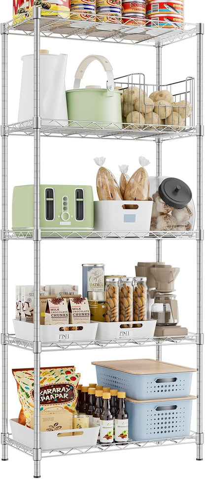 Storage Shelves, 21.3"W*11.8"D*58.5"H Kitchen Wire Shelving Unit Loads 550LBS by ROOMTEC