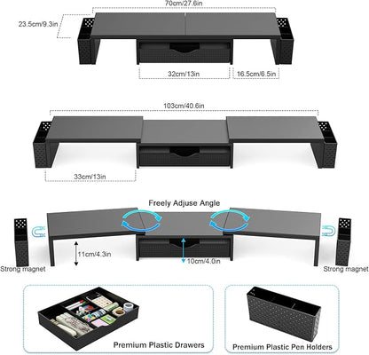 Spacrea Metal Desk Organizers and Accessories, Dual Monitor Stand Riser - Image 5
